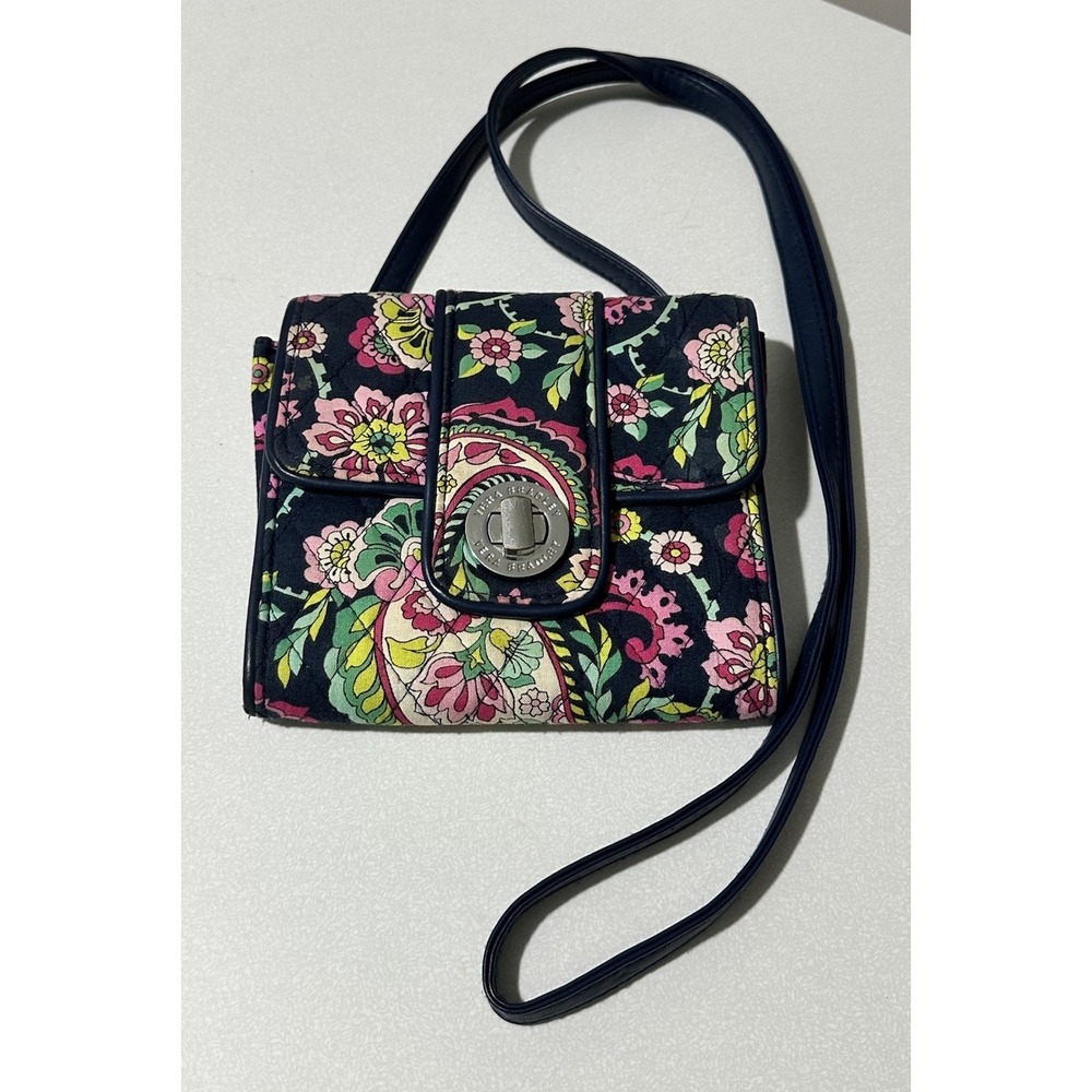 Vera Bradley Mini Turn Lock Crossbody PETAL PAISLEY Pink Floral Travel Bag Purse